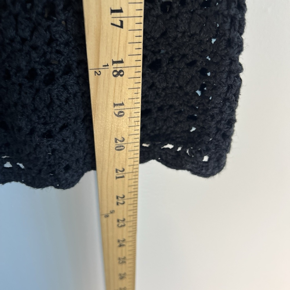 Vtg Granny Square Crochet Pull Over Black Sweater Top Women‎ L Boho Classy - Picture 7 of 9